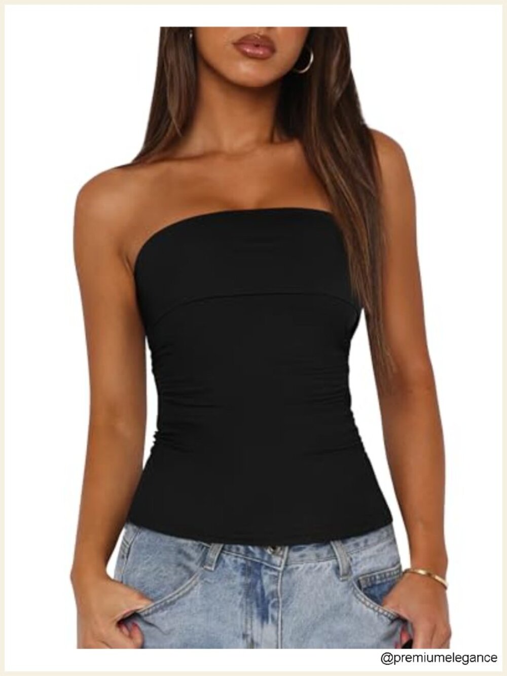 Strapless Bandeau Tube Top Women Knit Slim Fit Backless Sleeveless Summer